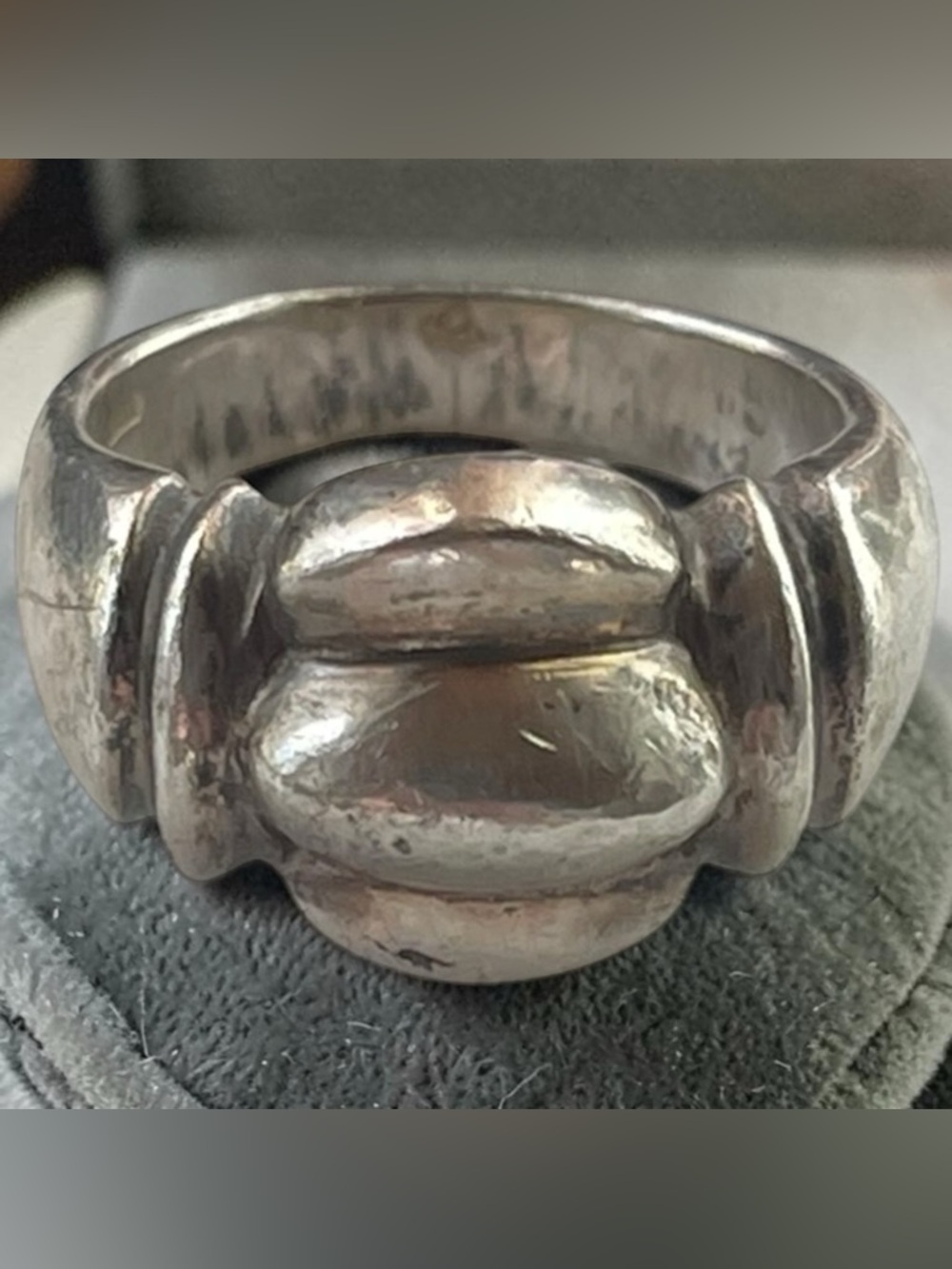 Modernist Signed 925 Sterling Silver Ring Size 6 Bold Statement